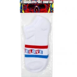StrangeLove Skateboards CineLogo Stripe White No Show Foot Sheaths Socks